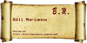 Béli Marianna névjegykártya